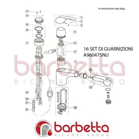 SET DI GUARNIZIONI CERAVIE IDEAL STANDARD A960475NU
