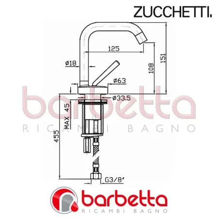 MISCELATORE LAVABO MONOCOMANDO ISYSTICK ZUCCHETTI ZP1195