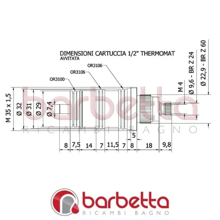 CARTUCCIA TERMOSTATICA RICAMBIO THERMOMAT TCRT12AVVFV