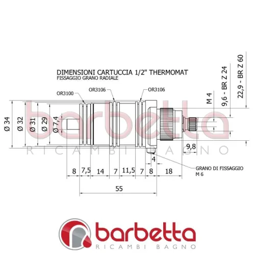 CARTUCCIA TERMOSTATICA RICAMBIO THERMOMAT TCRT12FVTFL