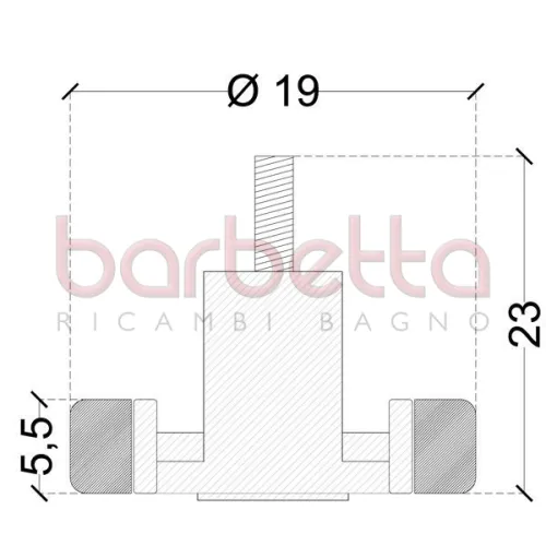 CUSCINETTI BOX DOCCIA OTTONE MM 19X5.5 23H PERNO M5