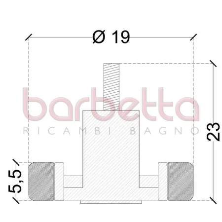 CUSCINETTI BOX DOCCIA OTTONE MM 19X5.5 23H PERNO M5