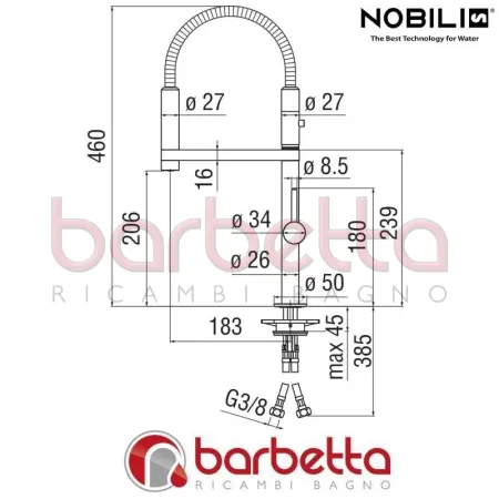 MONOCOMANDO LAVELLO CUCINA MOVE NOBILI MV92300/50CR
