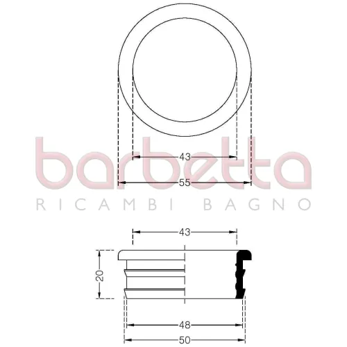 MORSETTI GUARNIZIONE BIANCA PER VASI FORO 48 MM CANOTTI 40 MM 222400GB
