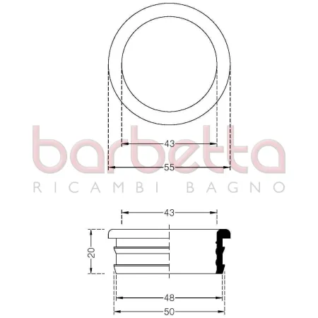MORSETTI GUARNIZIONE BIANCA PER VASI FORO 48 MM CANOTTI 40 MM 222400GB