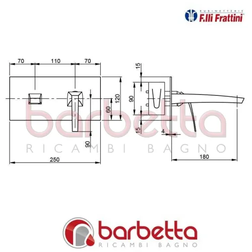 BATTERIA LAVABO A PARETE SENZA SCARICO "LUCE"F.LLI FRATTINI 84034