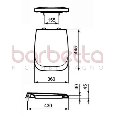SEDILE COPRIWATER IDEAL STANDARD 21/VENTUNO RALLENTATO BIANCO T663801