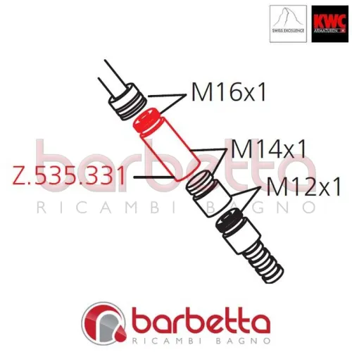 RACCORDO DI RICAMBIO PER VALVOLA FLESSIBILE M16/M14 KWC Z.535.331
