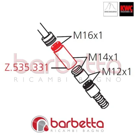 RACCORDO DI RICAMBIO PER VALVOLA FLESSIBILE M16/M14 KWC Z.535.331