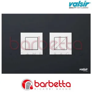 PLACCA PNEUMATICA CRYSTAL NERO SATINATO 215X145 CON PULSANTI QUADRATI IN FINITURA CROMO LUCIDA VALSIR VS0877356