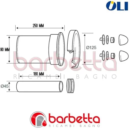 KIT MANICOTTI WC SOSPESO D.90 OLI OL0622501