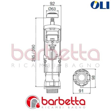 VALVOLA DI SCARICO DECO DUAL PER CASSETTA ESTERNA MONOBLOCCO OLI 507570