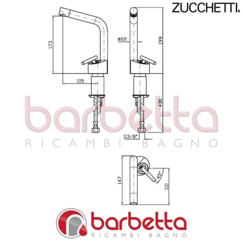 LAVABO CLOSER ZUCCHETTI ZCL570