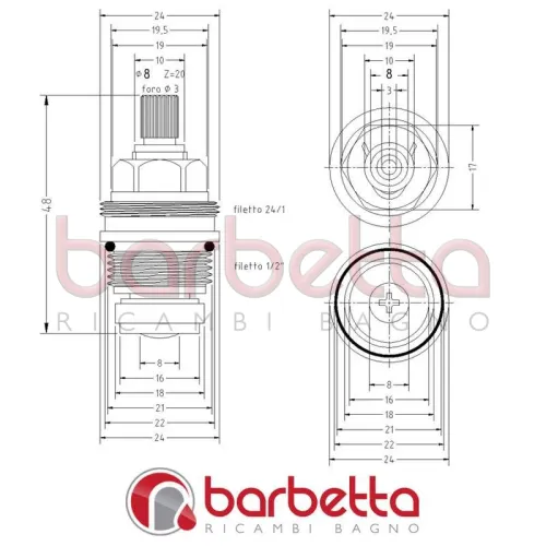 VITONE A PISTONE CLASSICO UNIVERSALE 8x20