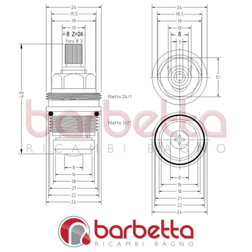 VITONE A PISTONE CLASSICO UNIVERSALE 8x24