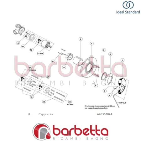 CAPPUCCIO RICAMBIO IDEAL STANDARD A963630AA