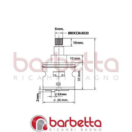 CARTUCCIA DEVIATRICE 3 VIE COLONNE DOCCIA 26/50