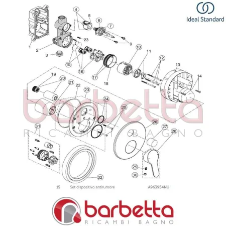 DISPOSITIVO ANTIRUMORE RICAMBIO IDEAL STANDARD A963954NU