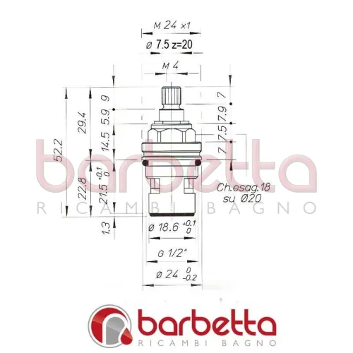 VITONE A DISCO CERAMICO SINISTRO A 90° 1/2" 7,5x20