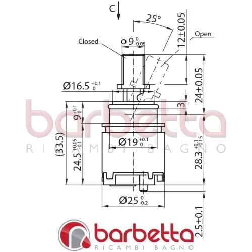 CARTUCCIA D.25 APERTA RICAMBIO KEROX KH25OP