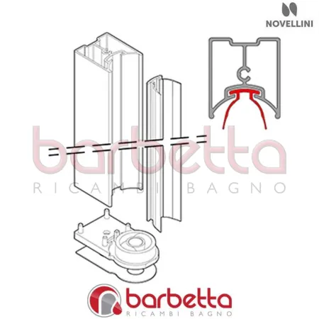 SCHIENALE CERNIERA A MURO IN FINITURA NERO Y2 V.02 RICAMBIO NOVELLINI P02BNMOAST02-H