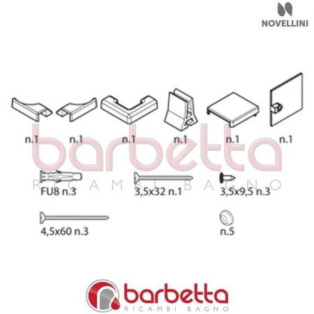 CONFEZIONE MONTAGGIO LATO IN FINITURA INOX SPAZZOLATO BN 01 2G RICAMBIO NOVELLINI R01BN2G1-Z