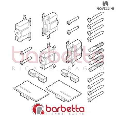 CONFEZIONE MONTAGGIO IN FINITURA CROMO BW 01 G KUADRA2 RICAMBIO NOVELLINI R01BWG01-K