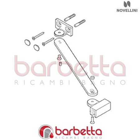 BARRA SOSTEGNO LOUVRE 450MM NERO RICAMBIO NOVELLINI R80LOU450-H