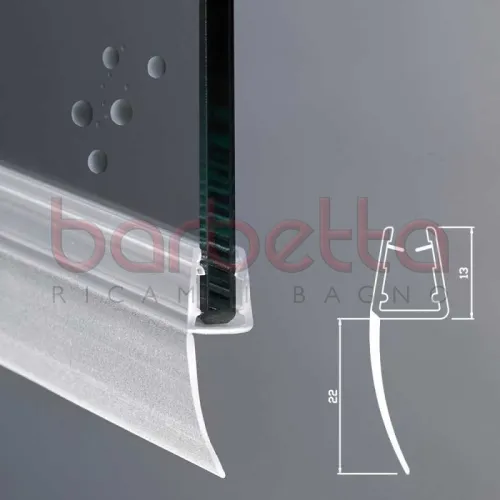 GUARNIZIONE DOCCIA PARAGOCCE VERTICALE 6 MM CON ALA 12 MM