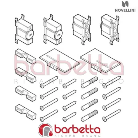 CONFEZIONE MONTAGGIO IN FINITURA CROMO BW 01 2B KUADRA2 RICAMBIO NOVELLINI R01BW2B1-K