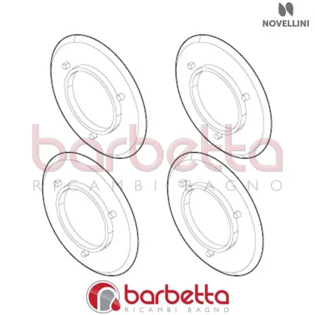 CONFEZIONE TAPPO VETRO 4PEZZI CERNIERA BRERA BV01 RICAMBIO NOVELLINI R042BVMO1-K