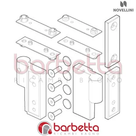 CERNIERA COMPLETA LATO DX IN FINITURA CROMO BN 01 2AS-3AS RICAMBIO NOVELLINI R02BN23ASD1-K