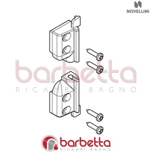 CONFEZIONE COPPIA CERNIERE BH 02 GIREVOLE IN FINITURA BIANCO RICAMBIO NOVELLINI R02BH2G1-A