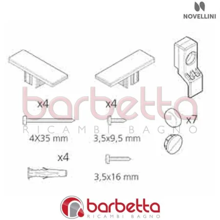 CONFEZIONE MONTAGGIO BH 02 B IN FINITURA CROMO RICAMBIO NOVELLINI R01BH2B01-K