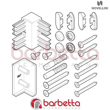 CONFEZIONE MONTAGGIO LATO BJ 01 A LUNES2 IN FINITURA BIANCO RICAMBIO NOVELLINI R01BJA01-A