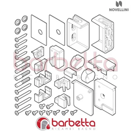 CONFEZIONE MONTAGGIO BE 01 3PH DX ROSE IN FINITURA CROMO RICAMBIO NOVELLINI R01BE3PHD1-K