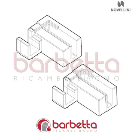 GRUPPO SGANCIAMENTO DX E SX BU 01 2A 2P IN FINITURA CROMO RICAMBIO NOVELLINI R06BUMO1-K