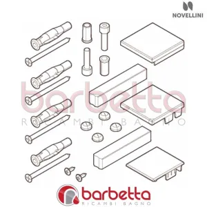 CONFEZIONE MONTAGGIO KUADRA 3V IN FINITURA CROMO RICAMBIO NOVELLINI R01KU3V1-K
