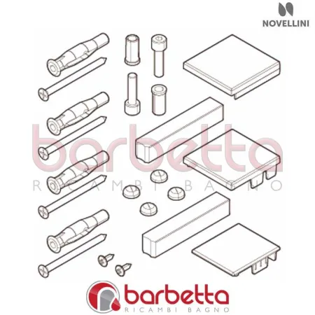 CONFEZIONE MONTAGGIO KUADRA 3V IN FINITURA CROMO RICAMBIO NOVELLINI R01KU3V1-K