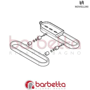 PORTAOGGETTI 580 KUADRA HPB 80/90 IN FINITURA CROMO RICAMBIO NOVELLINI R90PKUHPB580-K