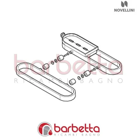 PORTAOGGETTI 380 KUADRA HPB 40/50/60/70 IN FINITURA CROMO RICAMBIO NOVELLINI R90PKUHPB380-K