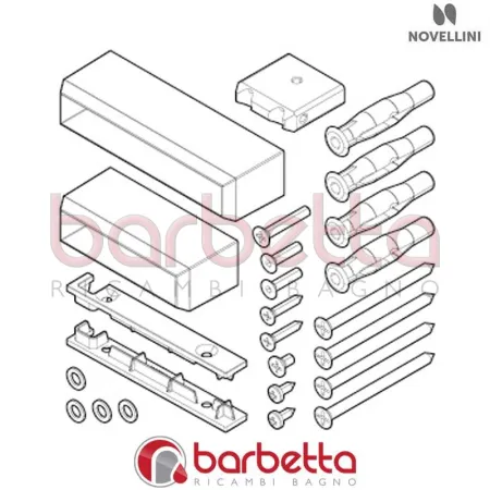 CONFEZIONE MONTAGGIO BARRE FRAME A SOFFITTO KUADRA H IN FINITURA CROMO RICAMBIO NOVELLINI R801KUFRSOF-K