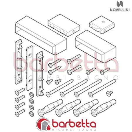 CONFEZIONE MONTAGGIO BARRE FRAME KUADRA H IN FINITURA CROMO RICAMBIO NOVELLINI R801KUFRMO-K