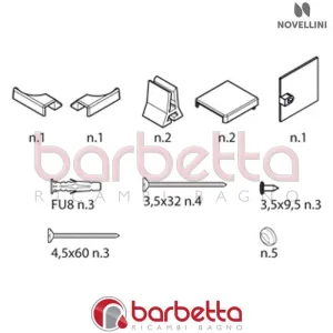CONFEZIONE MONTAGGIO BN 01 2A IN FINITURA CROMO RICAMBIO NOVELLINI R01BN2A1-K