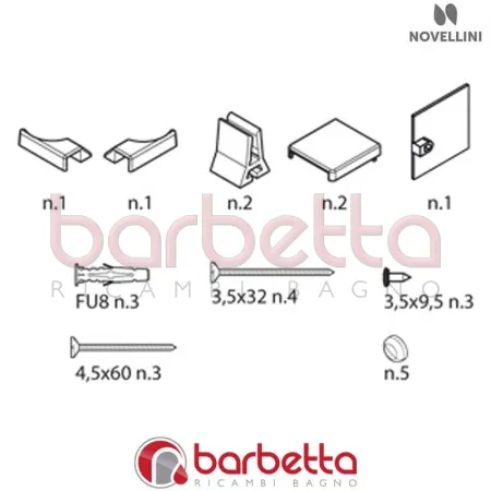 CONFEZIONE MONTAGGIO BN 01 2A IN FINITURA CROMO RICAMBIO NOVELLINI R01BN2A1-K