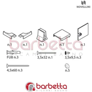 CONFEZIONE MONTAGGIO LATO BN 01 R2 LUX IN FINITURA CROMO RICAMBIO NOVELLINI R01BNR21-K