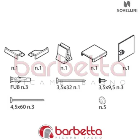 CONFEZIONE MONTAGGIO LATO BN 01 R2 LUX IN FINITURA CROMO RICAMBIO NOVELLINI R01BNR21-K
