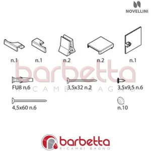 CONFEZIONE MONTAGGIO BN 01 2B IN FINITURA CROMO RICAMBIO NOVELLINI R01BN2B1-K