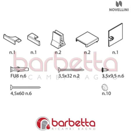 CONFEZIONE MONTAGGIO BN 01 2B IN FINITURA CROMO RICAMBIO NOVELLINI R01BN2B1-K