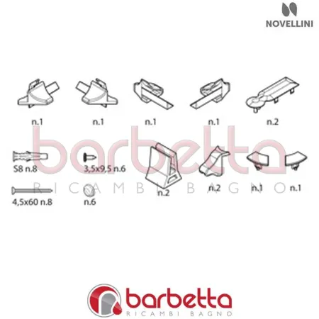 CONFEZIONE PLASTICA E VITERIA YOUNG 2GS IN FINITURA CROMO RICAMBIO NOVELLINI R04YO2GS1-K
